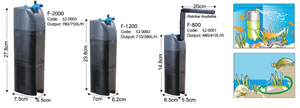 Dophin F-2000  (KW) Внутренний фильтр двухсекционный с подачей воздуха,16 вт.,800 л./ч. с регулятором и углем (kw-520003)